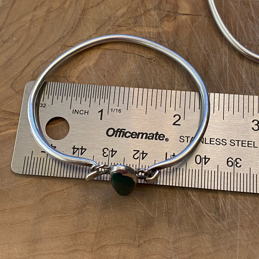 Two Vintage Silver Gemstone Bangle Bracelets - image 5